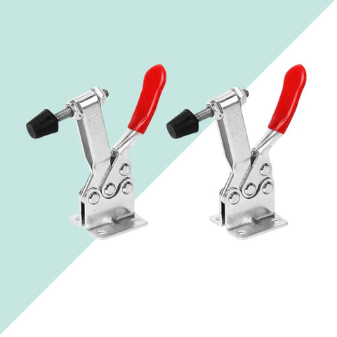 Pair of clamps from Eight Piece Iron Toggle Latch Clamp Set With Low Profile Design For Easy Release And Strong Hold Down Anti Slip