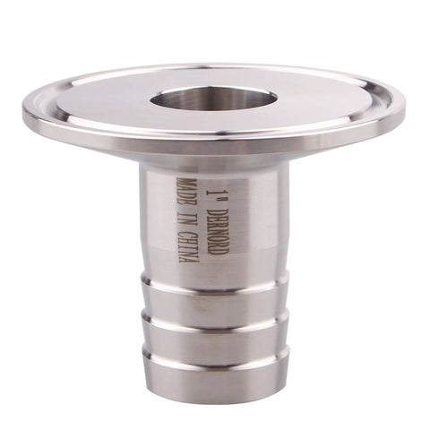 DERNORD 2-inch tri-clamp to 1-inch hose barb adapter, SUS304 stainless steel sanitary pipe fitting