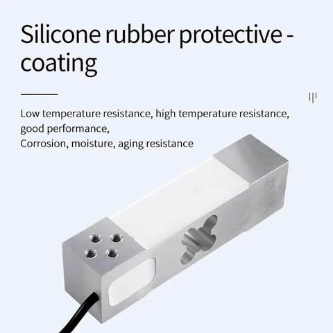 Single Point Load Cell For Weighing Platforms, Heavy Duty Rectangle Cantilever Sensor, Ultra Stable 0.2% Accuracy, Real Time Test Compression Force, Beefy Weight Sensor For 0 to 350KG Capacity. Shown with silicone rubber coating for protection.