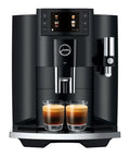 Top Shelf Heavy Duty Fully Automatic Coffee Maker With Real Bean To Cup Fresh Grind And Sleek Interface For Smooth Effortless Home Barista Brewing Action, displaying brewed espresso in two glasses.