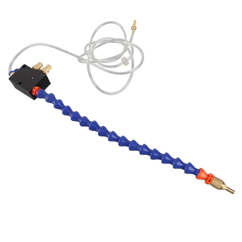 Adjustable Mist Coolant Spray Nozzle With 8mm Reinforced Hose, Precision Cooling Rig For CNC Lathes and Milling Machines, versatile and flexible nozzle design.