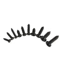 Handy 1000 Piece Assortment Kit Featuring M1 M1.4 M1.7 M2 Phillips Micro Screws With Round Heads And Self Tapping Threads, various black screws arranged.