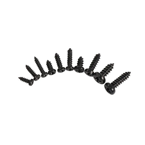 Handy 1000 Piece Assortment Kit Featuring M1 M1.4 M1.7 M2 Phillips Micro Screws With Round Heads And Self Tapping Threads, various black screws arranged.