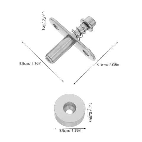 Heavy Duty 2 Sets Silver Metal Pivot Shaft With Spring Loaded Hinge Fits Wood Or Metal Doors Easy Install For Screen Partitions And Office Decor Quick Fix Hardware, detailed view with dimensions.