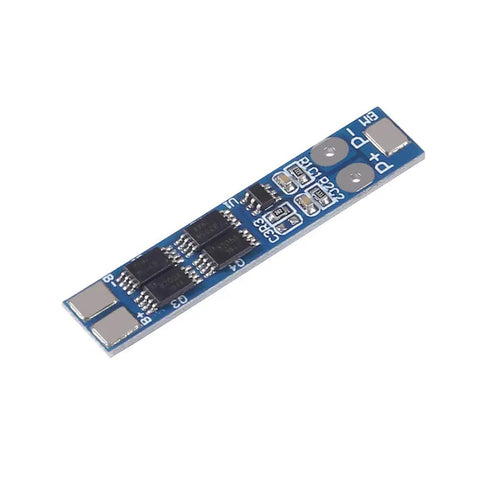Rock Solid 2S BMS Protection Board For 7.4V 8.4V Lithium Ion Batteries, blue PCB design for 18650 DIY Mods and solar light fixes.