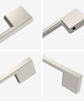 Brushed Satin Nickel Cabinet Pulls 5 Inch Center To Center 10 Pack Kitchen Handles close-up views showing zinc alloy construction