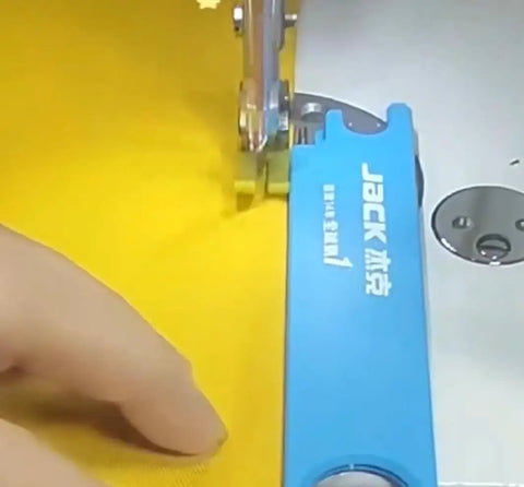 3 In 1 Quick Threading Device For Sewing Machines With Magnifying Lens And Precision Guide, close-up of threading action on fabric