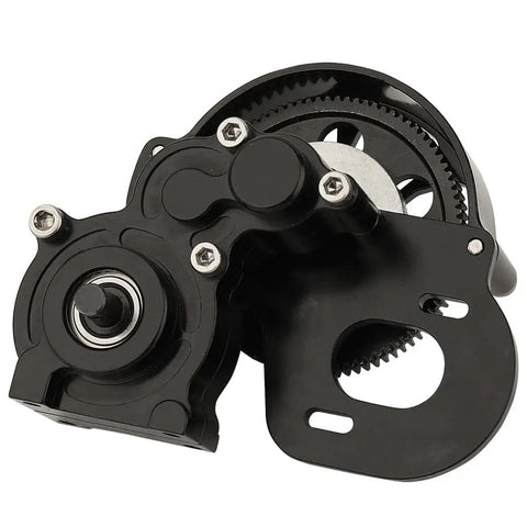 Full Metal Transmission Gearbox With Steel Gear Set For 1/10 RC Crawlers, Half Open Shell, CNC Aluminum Protective Cover, close-up view