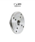 Heavy Duty 4 Inch Wood Lathe Face Plate With Compatible M33 M18 And 1 X 8 Tpi Threads Built Tough Steel Construction displayed side view.