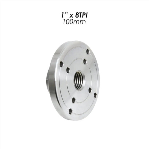 Heavy Duty 4 Inch Wood Lathe Face Plate With Compatible M33 M18 And 1 X 8 Tpi Threads Built Tough Steel Construction displayed side view.