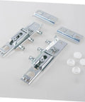 Veemoon hidden cabinet hinge set with two silver mounting hinges, plates, screws and caps