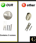 Top Shelf Single Hole Bathtub Overflow Drain Cover Plate With Brushed Nickel Finish showing metal cover and screws.