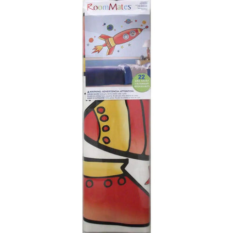 Package of Rocket Giant Peel And Stick Wall Decals With Growth Chart Included For Kids Room Makeover Removable And Repositionable