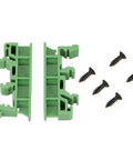 Ten Pack DIN Rail PCB Mounting Brackets For 35mm C45 Rails Green Clips For DIY Electrical Projects Durable Holder Carrier Mounting Clips Easy Snap In Includes Ten Sets For Secure PCB Mounting with screws