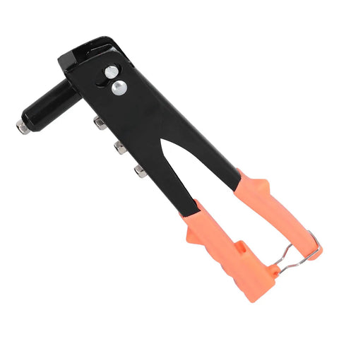 Awesome FTVOGUE Rivet Manual Hand Tool Kit Featuring Alloy Steel Gun With 200 Cup Head Fasteners In 2 4mm 3 2mm 4mm And 4 8mm Sizes Perfect For Auto Repair Sheet Metal Work Home Assembly And Pipelines Making Projects A Total Breeze, black and orange alloy steel rivet gun