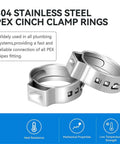 10 Pack Single Ear Hose Clamps Kit, Pro Grade Stainless Steel 304, Size Range 5.3 To 31.6 Mm, Assorted Ring Clamps close-up
