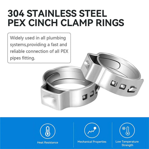 10 Pack Single Ear Hose Clamps Kit, Pro Grade Stainless Steel 304, Size Range 5.3 To 31.6 Mm, Assorted Ring Clamps close-up
