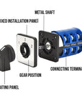 Exploded view of Three Phase Rotary Changeover Switch 690V 63A 12 Terminal Main Switch Box JYW29-63/3 D303 Universal Cam Conversion Switch