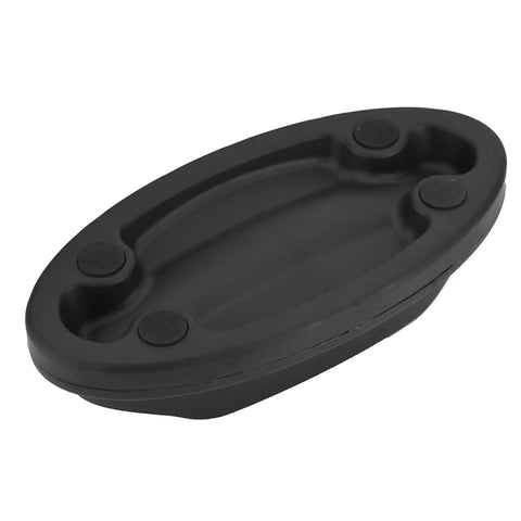 Front Wheel Riser Block For Indoor Bike Trainer Stand Non Slip Floor Protection Pad in black, oval design with four rubber feet.