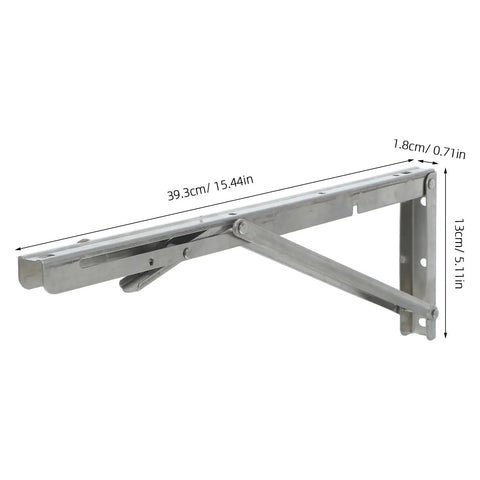 Foldable Shelf Brackets Two Pack Beefy Heavy Duty Stainless Steel Easy Install Triangle Wall Mount Supports For Laundry Room