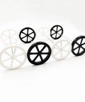 12 Piece Plastic Wheel Kit For DIY Maker Builds And RC Projects With 44mm Diameter Wheels And 2mm Bore 100mm Round Rod Shafts In Mixed Colors