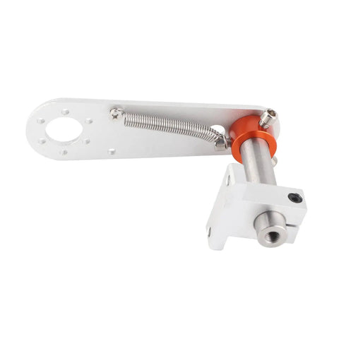 Beefy Heavy Duty Encoder Bracket Mounting Stand Built From Aluminum Alloy For Rugged Industrial Use With Anti Skid Base And Full 38mm Outer Diameter 6mm Shaft Encoder Compatibility Ready To Install, showing side angle with spring mechanism, aluminum structure, and mounting holes.