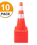 10 Pack 28 Inch Traffic Cones Plastic PVC Safety Road Cones With Reflective Strips Orange Construction Parking Barrier