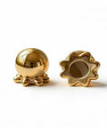 Darn Slick Ceramic Gold Octopus Toilet Bolt Caps Two Pack in gold, showcasing flat bottom design for bathroom screw covers.
