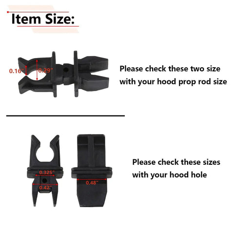 No Fuss Hood Prop Rod Retainer Clip For Jeep Wrangler YJ TJ Size Diagram