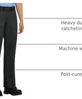 Women's Industrial Work Pants With Heavy Duty Brass Ratcheting Zipper And Tough As Nails Canvas For The Daily Grind Solid durable black work pants.