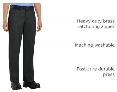 Women's Industrial Work Pants With Heavy Duty Brass Ratcheting Zipper And Tough As Nails Canvas For The Daily Grind Solid durable black work pants.