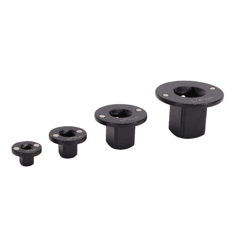 Premium High Carbon Steel Ratchet Adapter Set With Magnetic Drive Fit For Tight Spaces And Auto Repair Includes 4pcs Ultra Thin Flat Flange Sockets In 1 4 To 3 4 Sizes Perfect For Mechanics And Diy Car Guys Making Work Easier. four black steel magnetic flange adapters