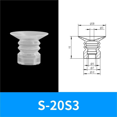 Star Industrial Vacuum Rubber Suction Cup Chuck, S-08S2 Series, small diameter rubber suction cup with dimensions for factory automation.