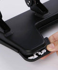 Heavy Duty 3 Hole Punch Workhorse With 30 Sheet Capacity And 50 Percent Less Effort, All Metal Construction, chip tray visible