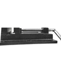 Solid As A Rock Cast Iron Drill Press Vise Features A Ridiculously Sturdy Four Inch Jaw Design And Super Smooth Turning Screw shown side view