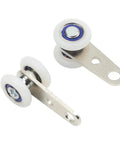 Heavy Duty Metal Bearing Sliding Door Pulley Block Kit With Two Wheels For Whisper Quiet Smooth Cabinet And Closet Track Hardware System Built For Heavy Loads And Long Lasting Performance Two Pack, metal roller close-up