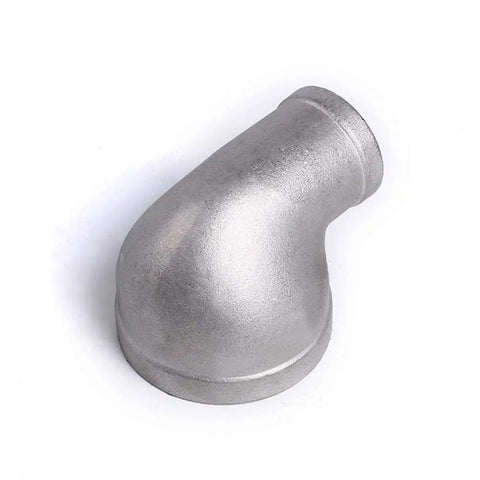 Top Tier 304 Stainless Steel 90 Degree Elbow Reducer Pipe Fitting 3/4 To 1/2 Inch Npt Female Thread, side view