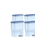 Real Deal Coffee Machine Water Filter Softener Purifies Everyday Brewing Water For Killer Flavor Enhances Fresh Bean Aroma Delivers Smooth Clean Taste Compatible With Most Home Brewers - 4 pack softener cartridges in light blue.