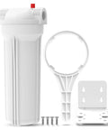 Whole House Water Filter Housing Inline 10 Inch Sediment Filter With 3/4 Inch NPT Inlet Outlet Heavy Duty Steel Mounting Bracket