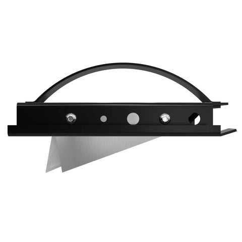 Side view of 1.5 Inch V Cut Duct Board Cutting Tool For Precise V Groove Joints In HVAC Jobs Black Pro Grade with steel sled frame