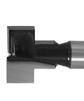Close-up of Heavy Duty Three Piece Keyhole Router Bit Set With Rugged Quarter Inch Shank Corrosion Resistant Coating.