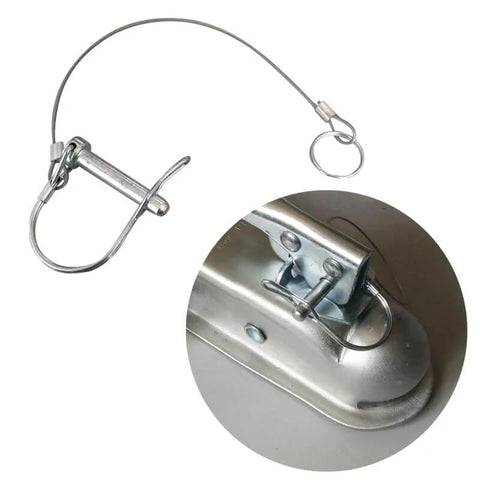 Five Piece Trailer Coupler Pins Set Five Sixteenths By One And Three Quarters Inch With Plastic Coating Tether And Quick Release Ring Zinc Plated Steel Shaft Tongue Pin For Secure Hitch And Loss Prevention
