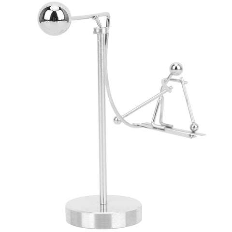 Dope Newton Pendulum Desk Decor With Surfing Or Skiing Little Man Figurines, metal skier on slope, educational science toy