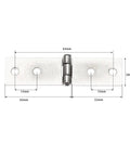 Rotating Concealed Cabinet Door Hinges Set 2 Pieces Silver Four Hole Furniture Hinges With Screws 74 By 20mm dimensions view
