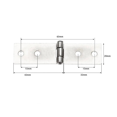 Rotating Concealed Cabinet Door Hinges Set 2 Pieces Silver Four Hole Furniture Hinges With Screws 74 By 20mm dimensions view