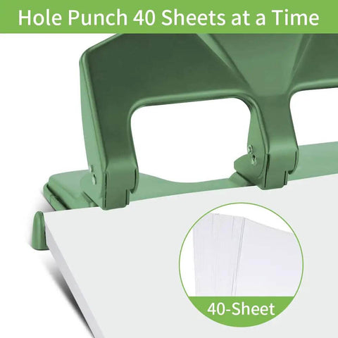 Heavy Duty Three Hole Punch For Binder With Large Chip Tray, 40 Sheet Capacity, Fifty Percent Less Effort Lever, metal paper puncher