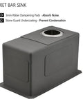 Undermount Bar Sink For Wet Bar 10 By 18 Inch Stainless Steel 16 Gauge T304 Single Bowl Kitchen Sink Basin Built Tough Bar Sink With Noise Reduction Scratch Resistant Finish Easy Clean, showing noise reduction pads and undercoating.