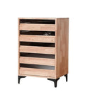 Vintage Industrial Five Drawer Filing Cabinet With Natural Wood Mortise and Tenon Sides Multi Storage Office File Organizer
