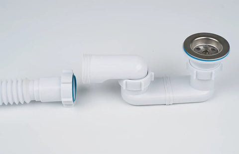 Low Profile Shower Drain Trap Kit 1.5 Inch For Small Bathrooms Flat PVC Waste Pipe System For Acrylic Tubs.