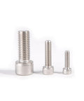 Top Shelf M4 Hex Socket Head Caps Forged From Marine Grade 316 Stainless Steel Din 912 Full Thread Allen Hardware in three sizes.